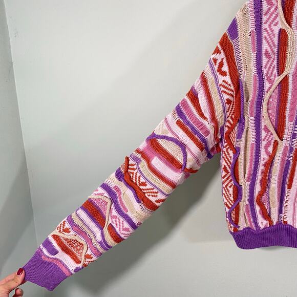 Forever 21 Women Purple 3D Knit Crew Neck Cropped Sweater Size S - Picture 6 of 8